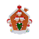 Christmas Hanging Ornaments Personalized Gingerbread House Family of 5