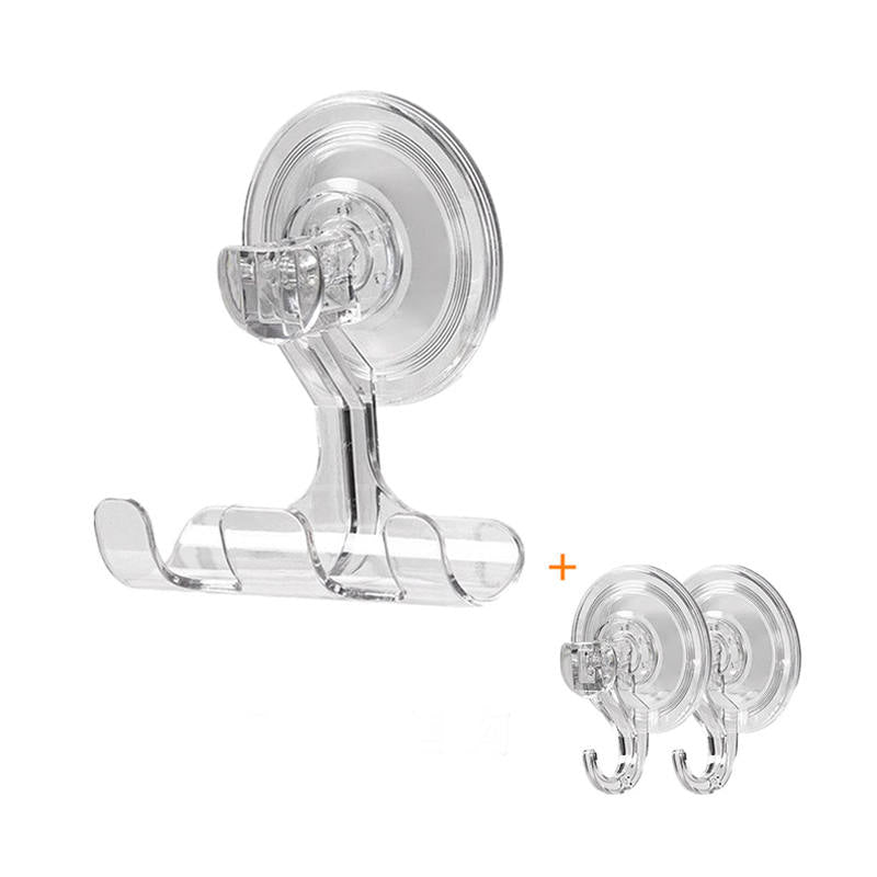 Bathroom Clear Suction Hooks Reusable Vacuum Suction Cup Hook Razor Holder Multi-Use for Home Three-Hooks