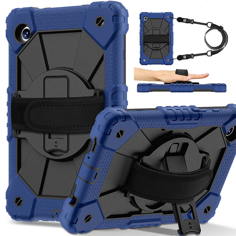 Tablet Case Full Body Protection with Stand Shoulder Strap for Galaxy A9 Plus-NavyBlue