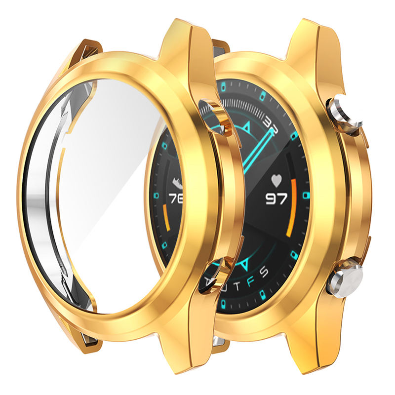 TPU Screen Protector Case For Huawei Watch GT2 42mm&46mm with HD Tempered Glass-RoseGold