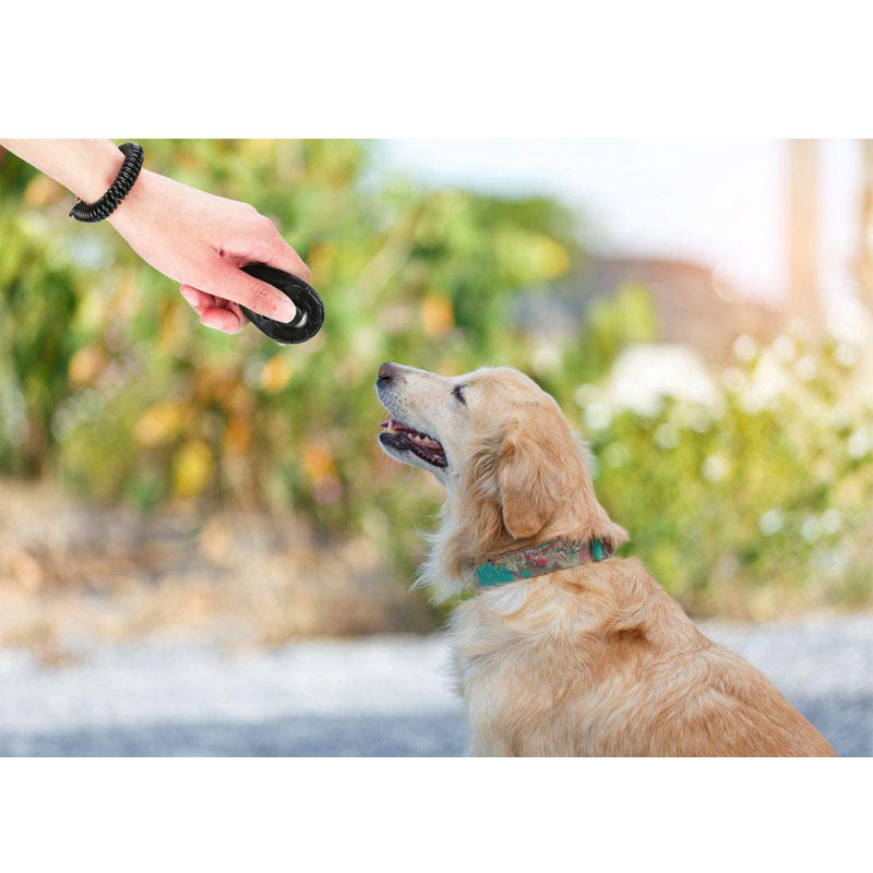 2Pcs Pet Training Clicker with Wrist Strap for Dog Training -Black + Blue