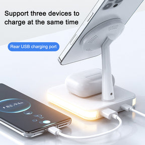 Magnetic 2-in-1 Wireless Charging Station 15W Fast Charge for iPhone 13/12 AirPods-Black
