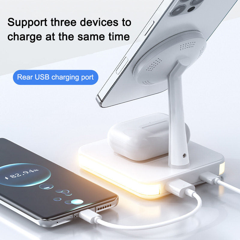 Magnetic 2-in-1 Wireless Charging Station 15W Fast Charge for iPhone 13/12 AirPods-Black