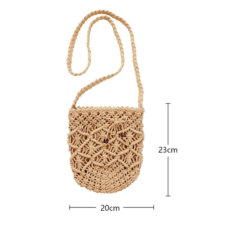 Womens Hand Woven Crossbody Bag Beach Casual Shoulder Bag-Brown