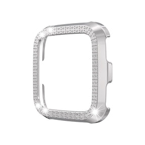 Double Row Diamond Bling Case For Fitbit Versa Cover-Silver