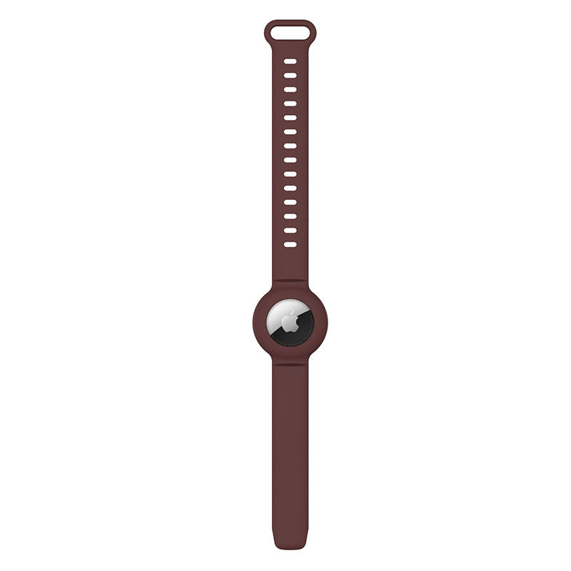 Apple Airtags Watch Strap Silicone Protective Sleeve-WineRed