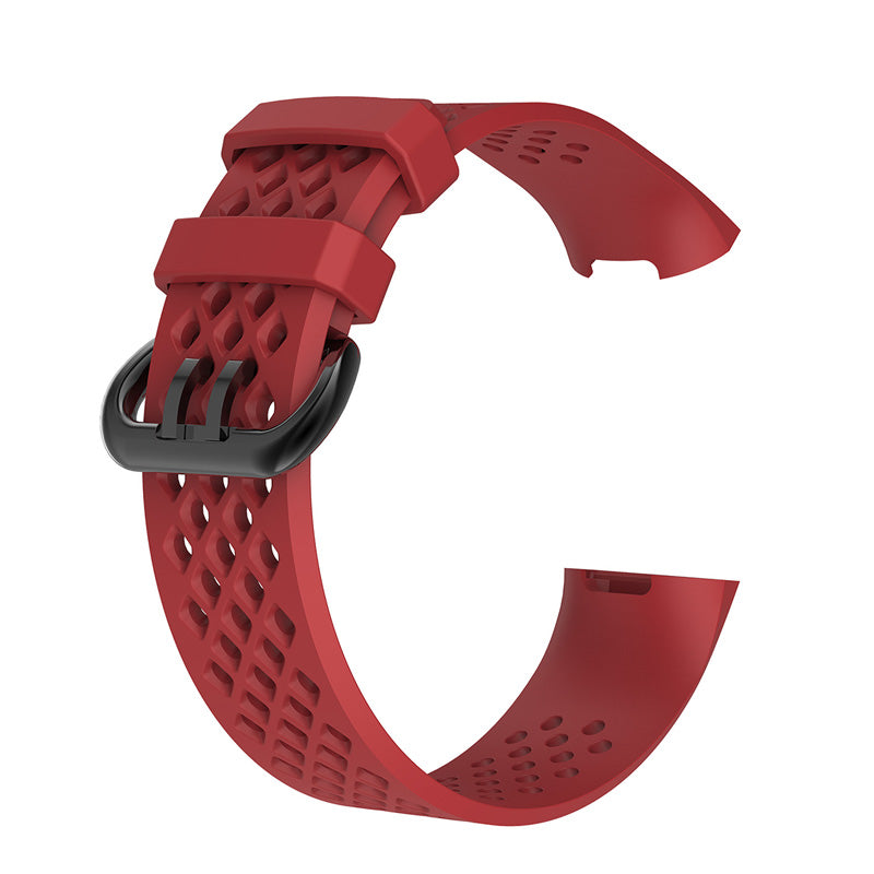 DDK Silicone Watch Band Adjustable Wristband Replacement Sport Strap For Fitbit Charge 3/Fitbit Charge 4 For Women-Wine Red