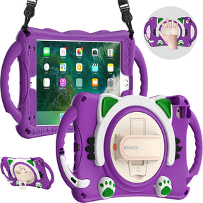 CatA iPad Silicone Case For iPad Mini 5 4 3 2 1 Built-in Handle Stand With a Strap-Purple