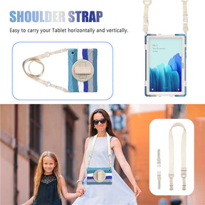 Samsung Tablet Case With Pencil Stand+Rotating Stand+Shoulder Strap For Tab A7 10.4 T500/T505/T507/T505N-Blue