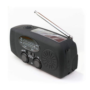 Weather Radio Hand Crank Self Powered Solar Emergency Radios With LED Flashlight-Black