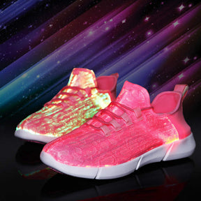 LED Fiber Optic Shoes Light up Sneakers for Women Men-Pink