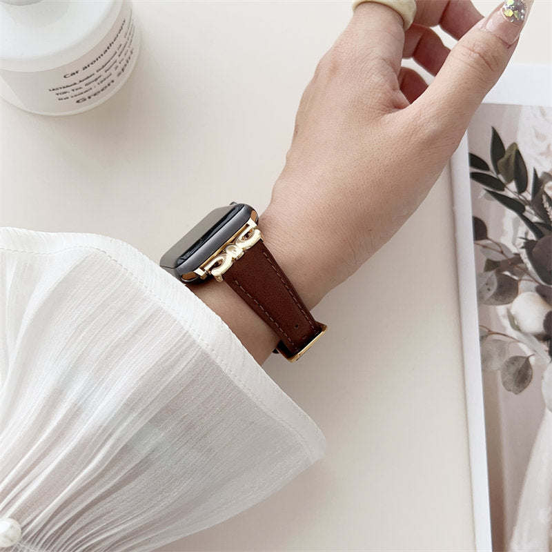 Genuine Leather Strap with Fashion Metal C Buckle for Apple Watch-2