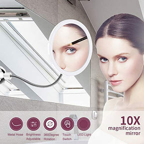 Gooseneck Makeup Mirror with LED Lighted 10X Magnifying