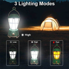 LED Camping Lantern with Flame Effect 2 Lighting Modes for Emergency Hiking Fishing-Green