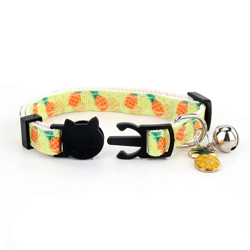 Breakaway Cat Collar with Bell Safety Adjustable Cat Collars-Pineapple