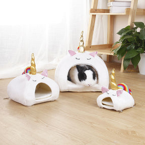 Unicorn Pet House Hideout Guienne Pig Soft Bed-White