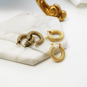 Vintage Twisted Rope Earrings Mini Hoop Earrings for Women-02