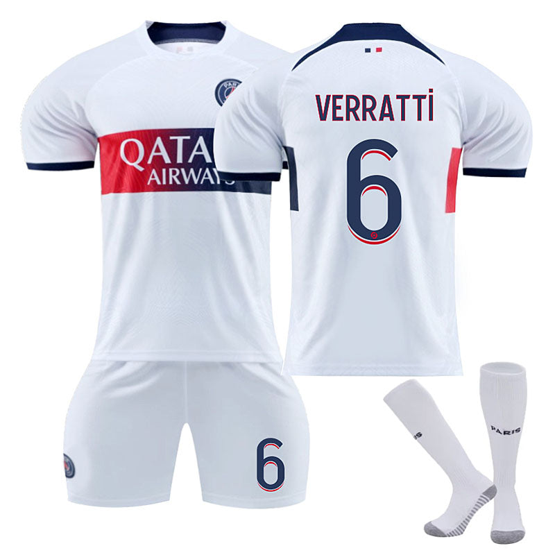 Paris Away Jersey VERRATTI #6 Soccer Jersey Kids Adult 3-Pieces Jersey Kits