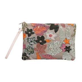 Women Clutches Embroidery Sequins Design Straw Bag for Vacation-Green
