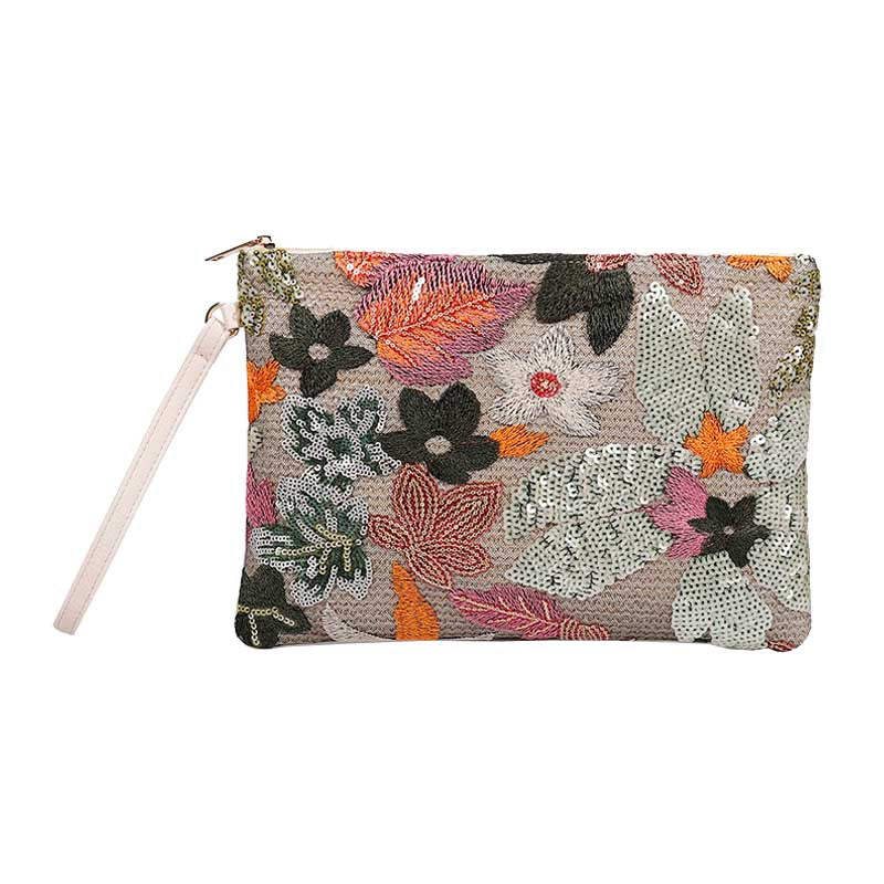 Women Clutches Embroidery Sequins Design Straw Bag for Vacation-Green