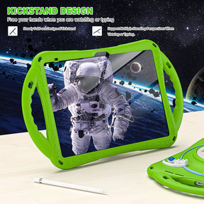 iPad Case Rugged Case with Handle Stand Shoulder Strap for iPad 10th 10.9 Inch 2022-Green