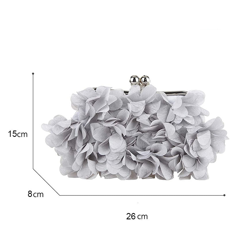 Clutch Evening Bags Floral Appliques Crossbody Bag For Women-Grey