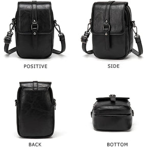 Women Vintage Crossbody Phone Bag Small Messenger Shoulder Bag-Black