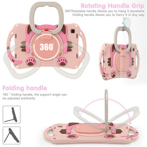 CatB Samsung Tablt Case for Tab A7 10.4  T500/T505/T507/T505N Shockproof Shoulder Strap Handle Stand-Pink