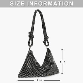 Rhinestone Purse Shiny Womens Party Handbag Hobo Bag-Black