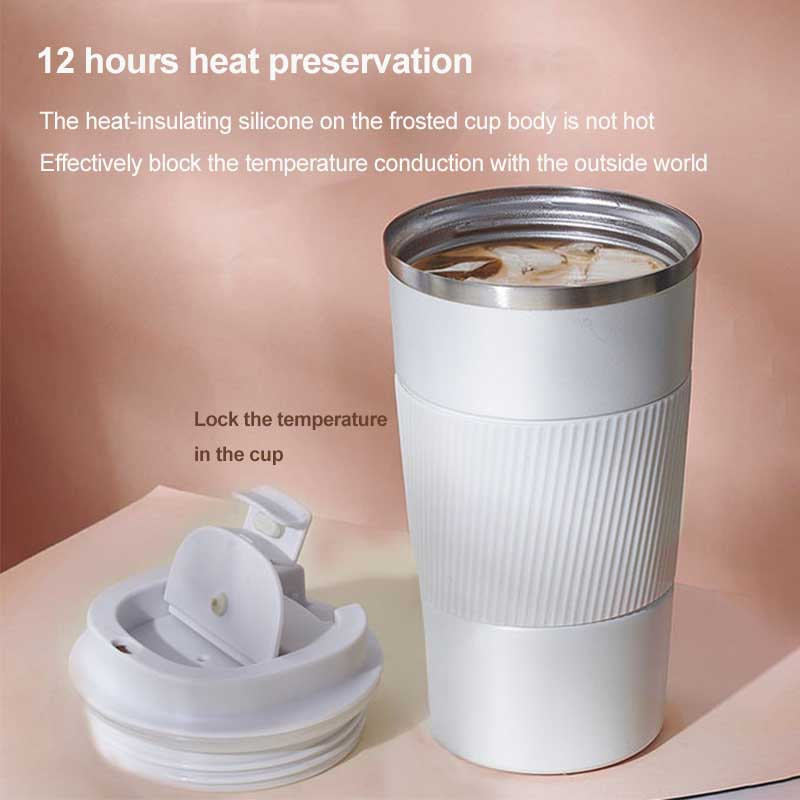 Coffee Mug Stainless Steel Vacuum Insulated Cup for Home Outdoor-White