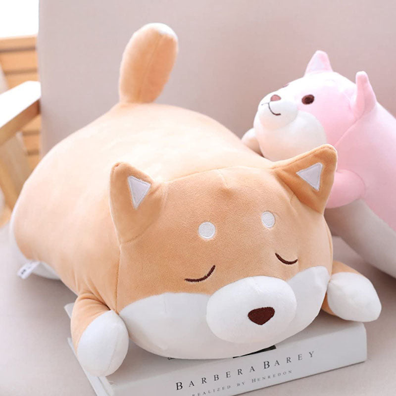 Shiba Inu Dog Plush Pillow Cute Corgi Akita Stuffed Animals Doll Toy Gifts -Brown