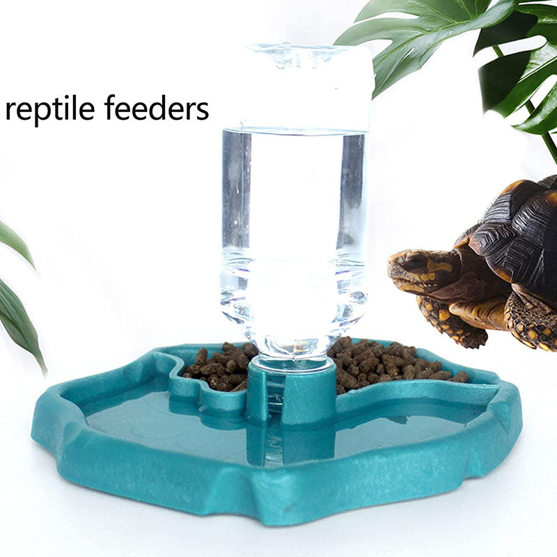 Reptile Water Bottle Automatic Feeders Waterer Food Bowl-Blue