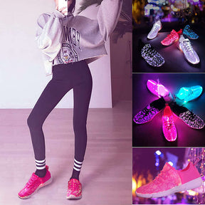 LED Fiber Optic Shoes Light up Sneakers for Women Men-Pink