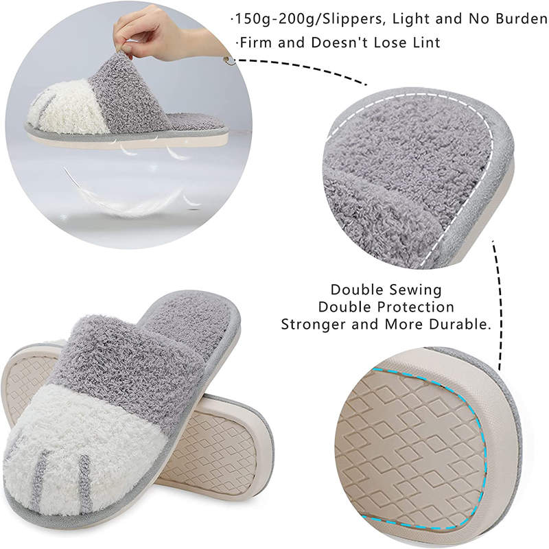 Memory Foam Unisex Slippers Comfortable Cute Animal Soft Shoes-Grey