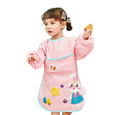 Kids Art Smocks Long Sleeve Painting Aprons with Pockets-Pink Rabbit