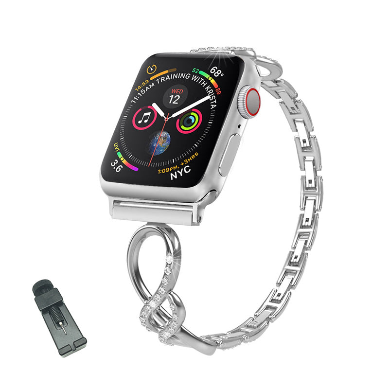 8 Shape Watch Band Stainless Steel Wristbands for Apple IWatch Series SE/1/2/3/4/5/6 For Women-Silver