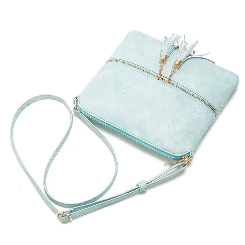 Lightweight Medium Crossbody Bag with Tassel-SkyBlue