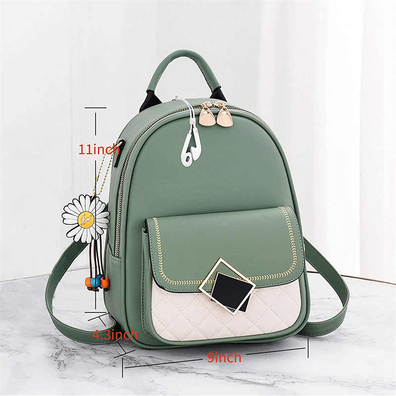 Teenager Mini Backpack Leather Casual Travel Backpacks-White