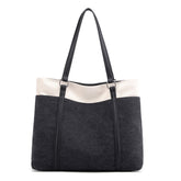 Womens Canvas Shoulder Bag Simple High Capacity Totes for Work Travel-Black