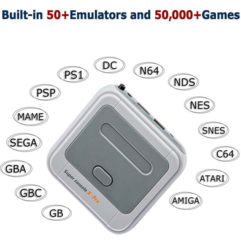 50000 Games Super Console X Pro 4K HD TV Up to 5 Players for PSP/N64/DC/PS-256g