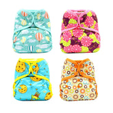 4Pcs Washable Reusable Baby Cloth Diapers Covers with Double Gusset For Baby 3Kg-15Kg-Set6