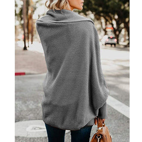 Women's Batwing Knitted Oversized Slouchy Solid Cardigan Sweater Knit Outwear-Dark Gray