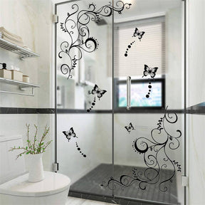 Removable DIY Black Nursery Flowers Vine And Butterfly Wall Corner Sticker for Home Decorations