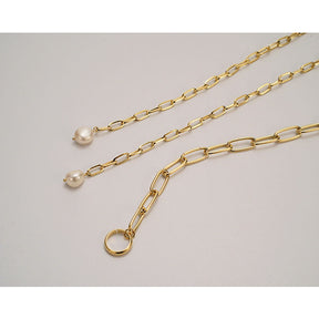 Paper Clip Necklace Pearl Pendant Collarbone Chain