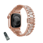 SZZ Bling Watch Band Business Stainless Steel Wristbands for Apple IWatch Series SE/1/2/3/4/5/6 For Women-Rose Gold
