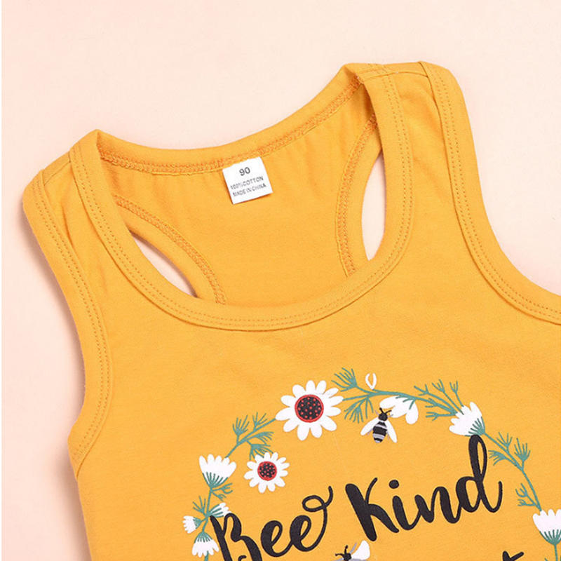 2Pcs Baby Girl Sunflower Outfits Sleeveless Tank Top and Denim Shorts Summer Clothes-Yellow