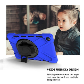 OnePiece Tablet Case Anti-fall Protective Cover Bulit-in Kickstand/Hand+Neck Strap For HuaWei MediaPad M6 10.8inch 2019/Matepad 10.8inch-Blue