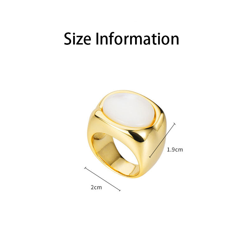 Gold Chunky Dome Rings Square Shell Rings for Women