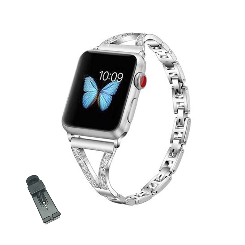 RZ Watch Band Business Stainless Steel Wristbands for Apple IWatch Series SE/1/2/3/4/5/6 For Women-Silver
