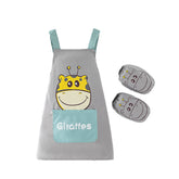 Children Cute Animal Pattern Painting Waterproof Apron Set-Giraffe